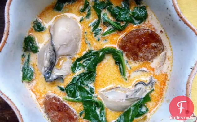 Guisado De Ostra Com Chouriço E Espinafre