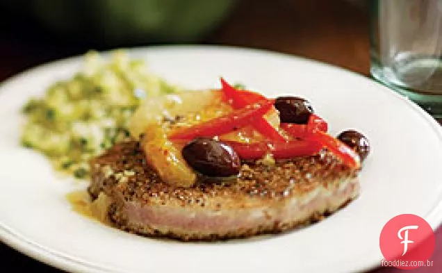 Atum Grelhado Com Citrinos, Tomate E Molho De Azeitona