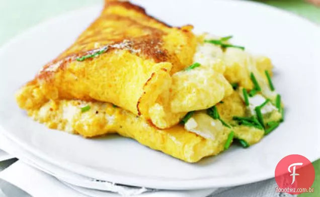 Omelete de milho e queijo de cabra fofo