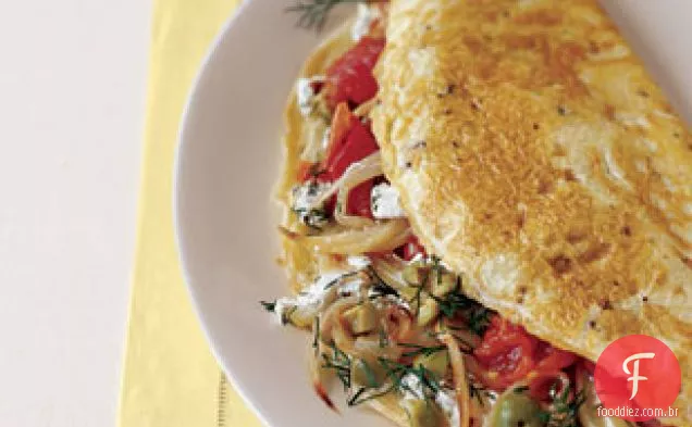 Omelete De Ceia Mediterrânea Com Erva-Doce, Azeitonas E Endro