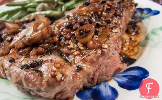 Bife Au Poivre Com Cogumelos Salteados Porta Bella