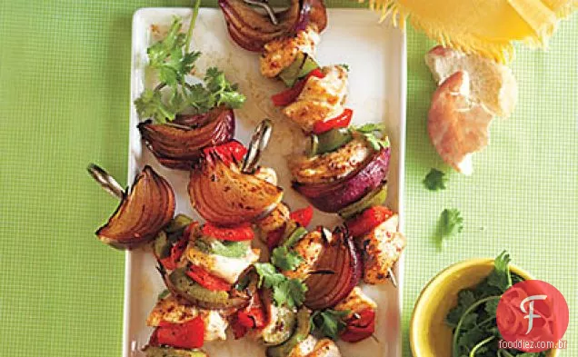 Kebabs de frango e pimenta