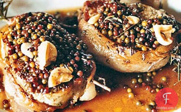 Costeletas de porco assadas com molho de Pimenta Verde