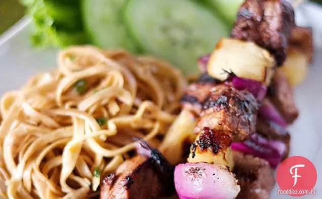 Receita De Espetos De Carne De Curry Tailandês Grelhado