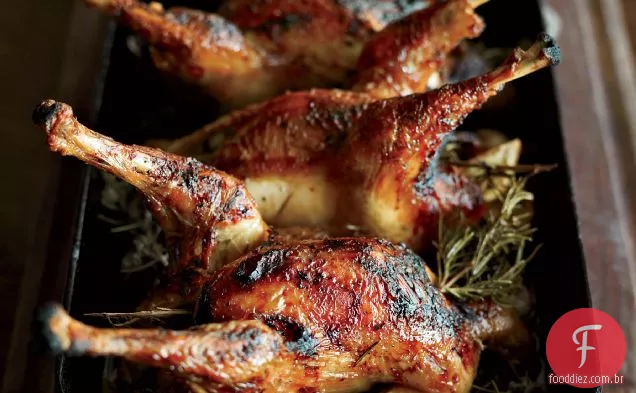 Frango Assado Com Vidro de mel e limão