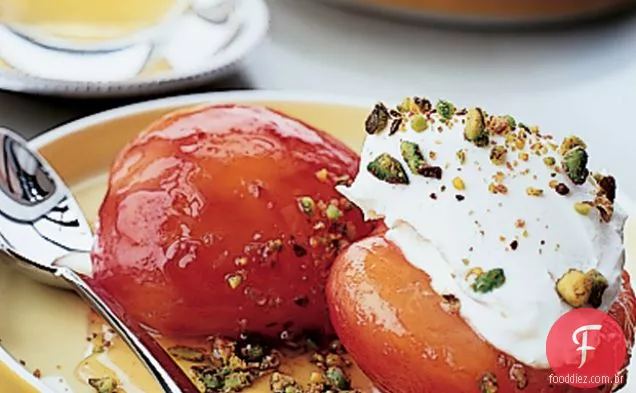 Ameixas torradas com mel com Mascarpone e pistache