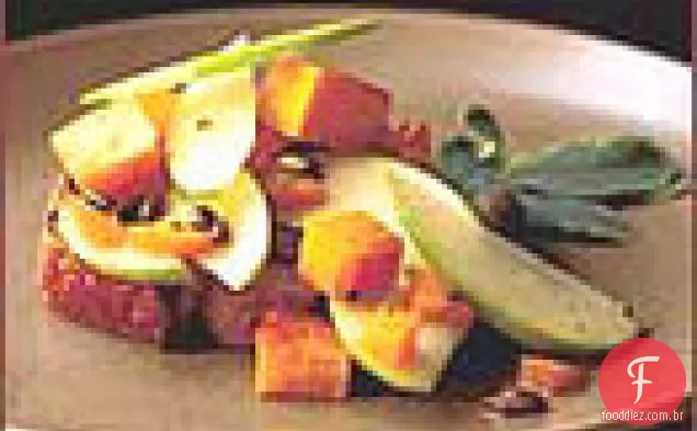 Salada de abóbora com mel com Croutons de sálvia