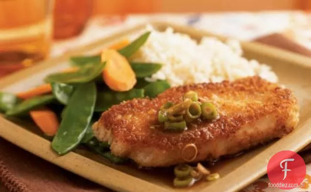 Wasabi e Panko-carne de porco com molho de soja com gengibre