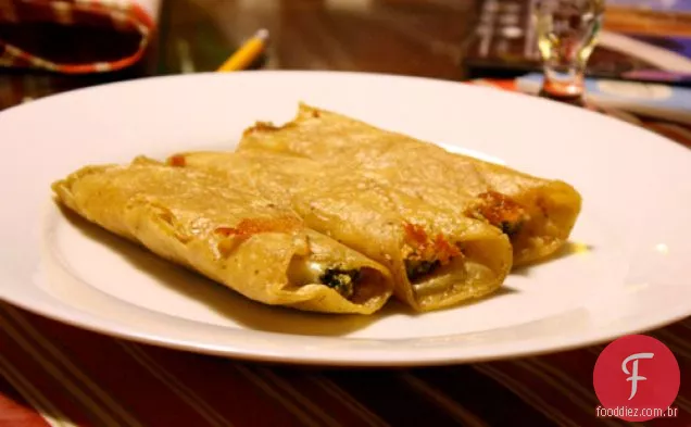 Jantar esta noite: flautas de queijo com pesto de coentro