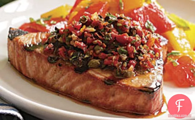 Atum grelhado com sabor de tomate seco ao sol
