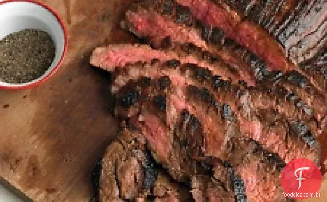 Bife de flanco marinado com soja