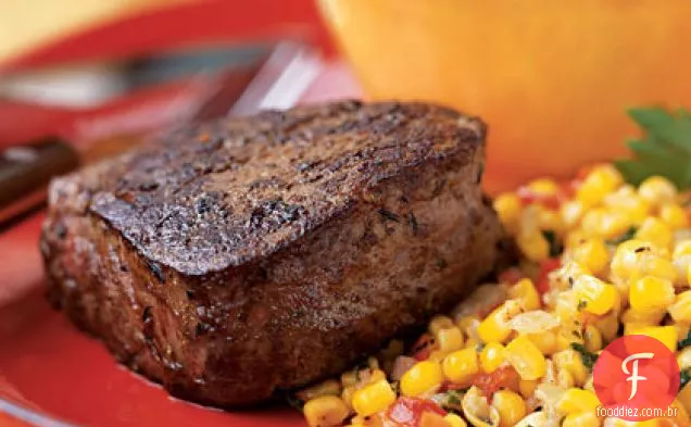 Bifes de lombo de carne com tempero crioulo esfregar
