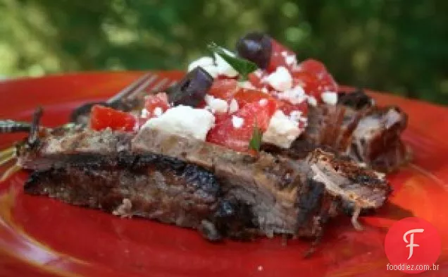 Bife De Flanco Com Tomate E Queijo Feta