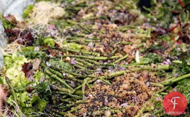 Salada Dos Verdes Do Bebê Com Espargos, Amaranto Doce & Alho Verde