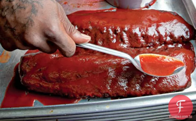 Costelas De Volta Do Bebê Com Molho Doce E Pegajoso