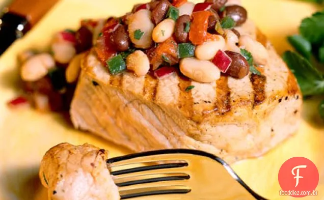 Costeletas De Porco Com Salsa Preta E Branca