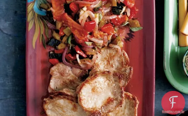 Carne de porco com Pisto vegetal grelhado