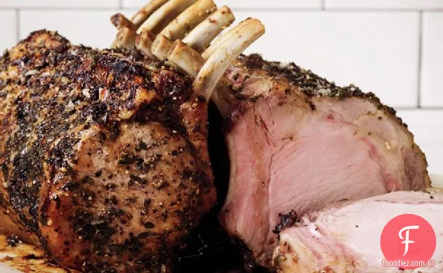 Rack duplo de Carne De Porco Com Molho De Laranja-caramelo queimado