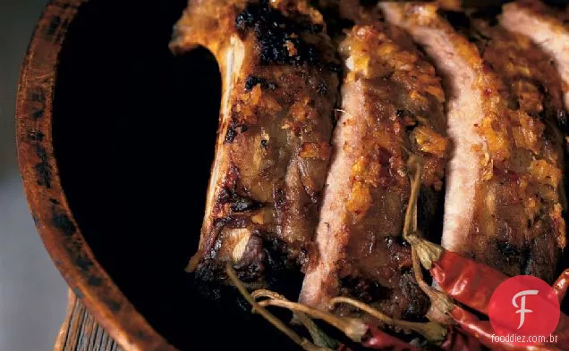 Abacaxi e vermelho Chile-costelas de Bebê envidraçadas