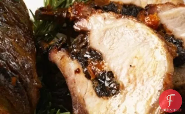 Rack Assado De Carne De Porco Com Cebola De Bordo Caramelizada