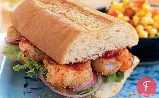 Camarão Po'Boy com Ketchup picante