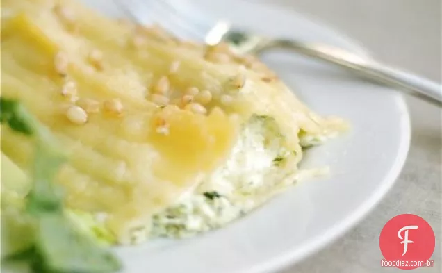 Rúcula E Manicotti De Ervilha Com Pinhões Torrados