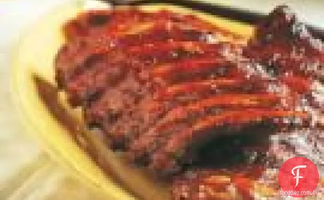 Hickory-costelas defumadas com molho Georgia Mop