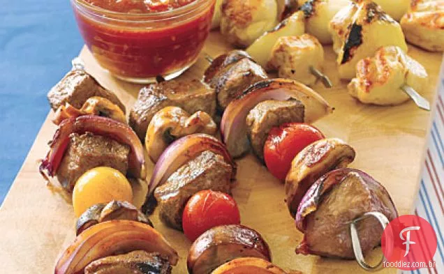 Kebabs de frango e cebola
