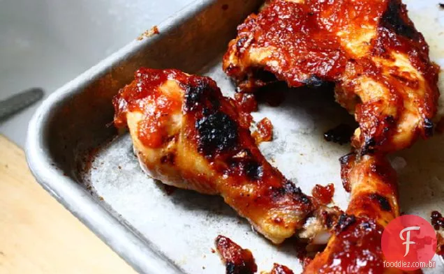 Frango com churrasco doce e picante sem grelha