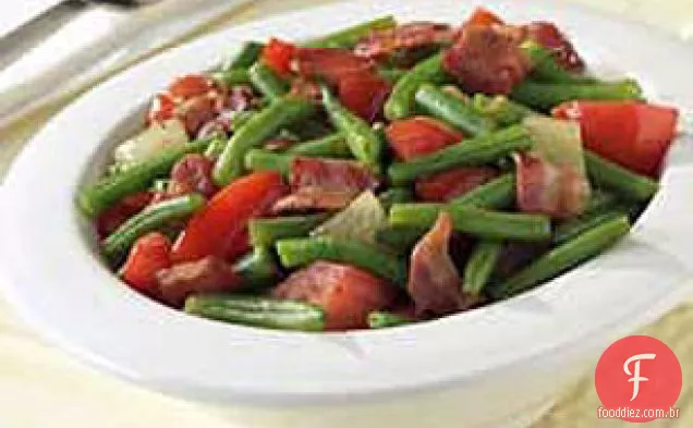Frigideira Feijão Verde, Tomate E Bacon