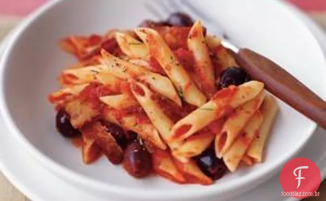 Penne Com Bacon E Azeitonas Pretas