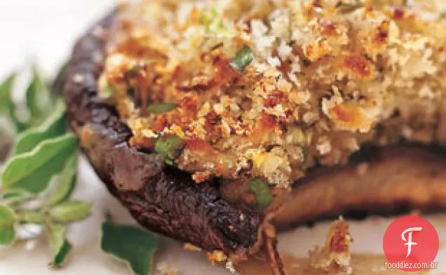 Mozzarella-Portobellos grelhados recheados com marinada balsâmica