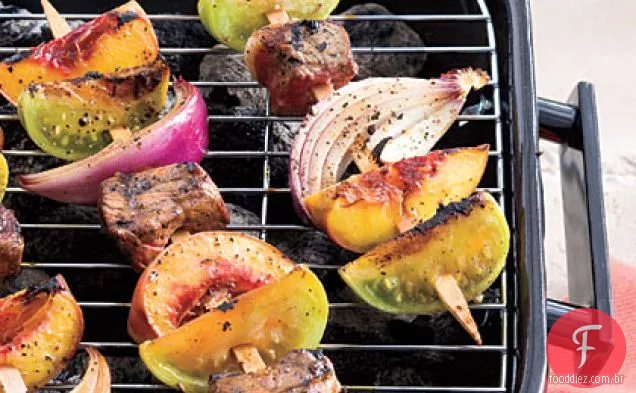 Melaço-Bife Balsâmico Kabobs Com Tomates Verdes