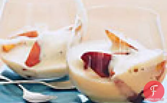 Pêssego Sabayon com pêssegos balsâmicos
