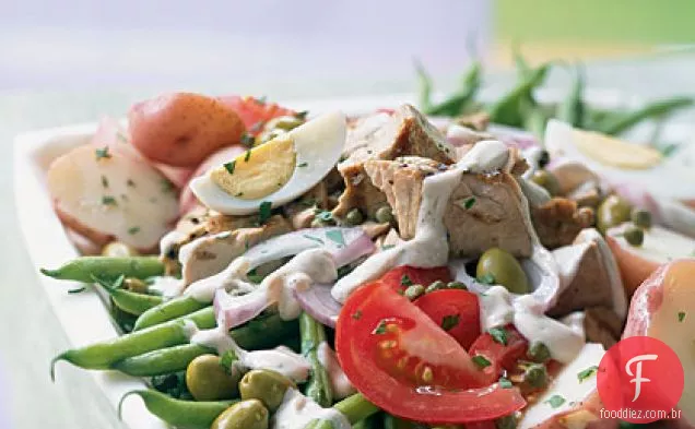 Salade Niçoise com molho cremoso de Tofu