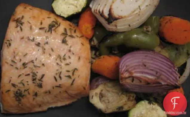 Salmão Com Legumes Assados