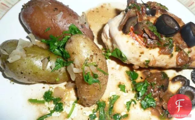 Frango com alho e azeitonas