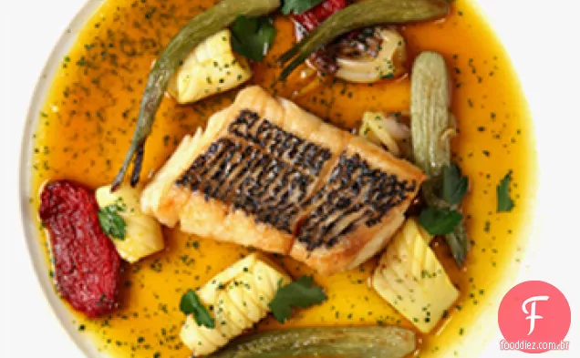 Baixo Mediterrâneo de Thomas Keller com Lula, erva-doce e tomate