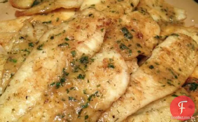 Fácil Pan Frito Peixe Único Com Molho De Limão-Manteiga