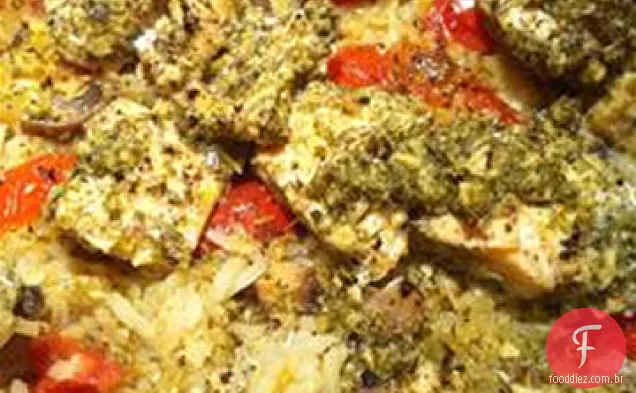 Salmão e Pesto com arroz