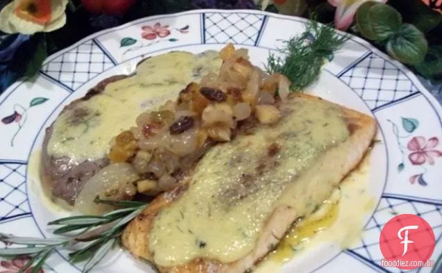 Surf e relva com molho de endro e Chutney de Onionberry