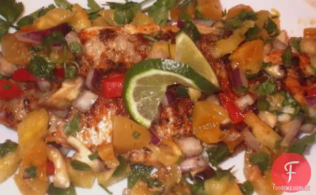 Cajun Peixe-Gato Grelhado Com Salsa De Damasco