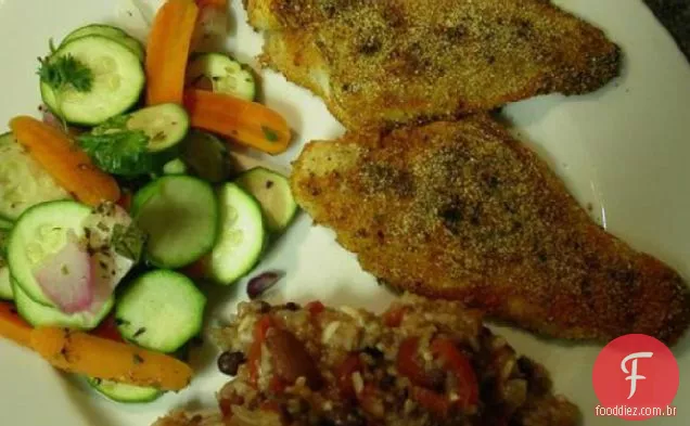 Peixe-gato com crosta de Fubá picante