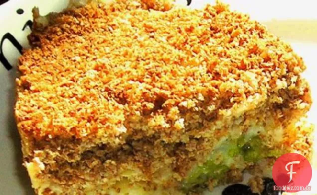 Torta de peixe e brócolis