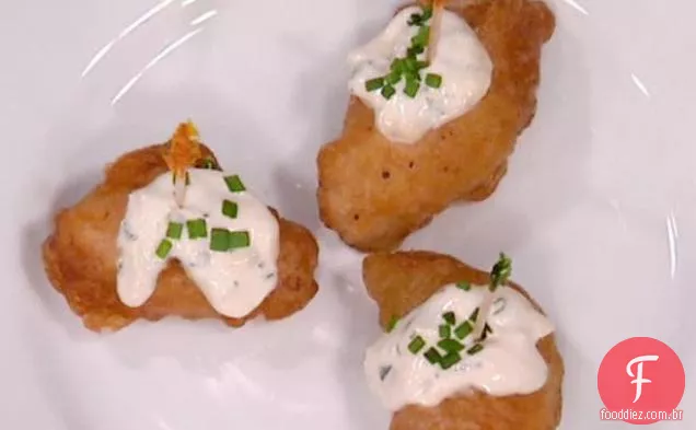 Goujonettes de bacalhau com sal e vinagre de malte Aioli
