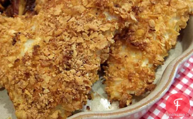 Peixe De Bacalhau Assado Em Flocos De Milho
