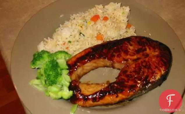 Churrasco alabote ou bifes de salmão