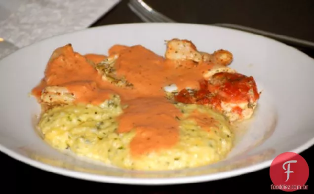 Alabote Assado Com Molho De Creme De Tomate