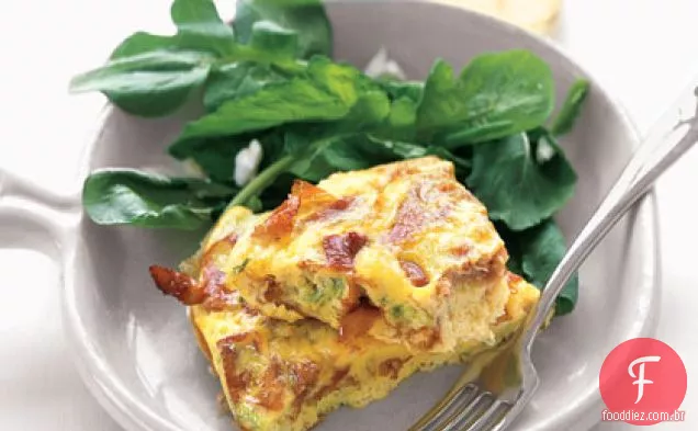 Prosciutto crocante e Frittata de Cebolinha