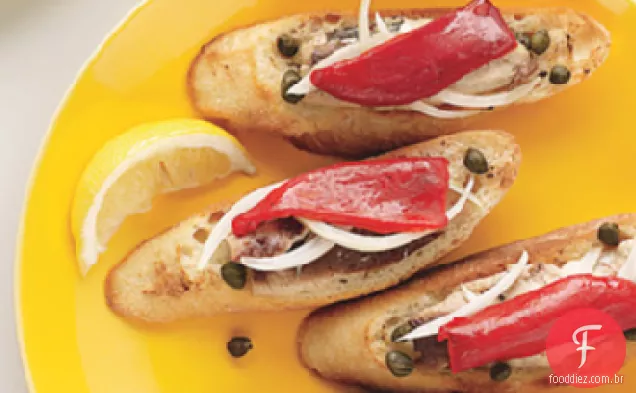 Piquillo pimenta e sardinha Tartinas